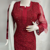 Tone to Tone thread Chikankari Georgette Style Kurti Sets