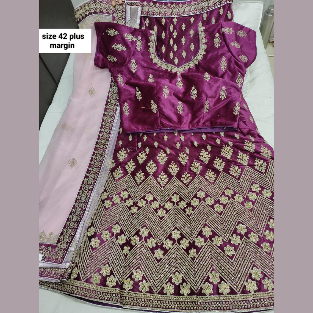 Lehenga Choli Set – Sequin, Velvet & Net Embroidered