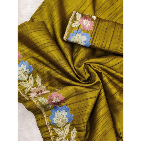 Traditional Soft Gadhwal Silk Embroidered Sarees