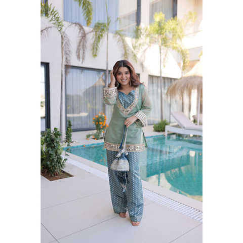 LW-9319 READYMADE TOP-PANT WITH BATWA
