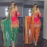 Sequence Party Wear Top Dhoti Salwar and Dupatta