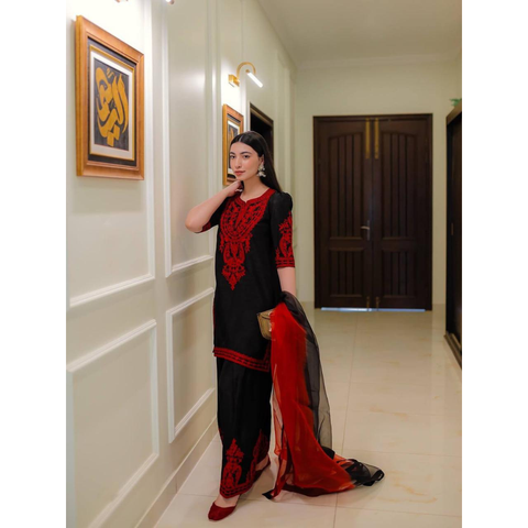 Đěsigner Party Wear Look Pur Chinon Silk Top & Palazzo