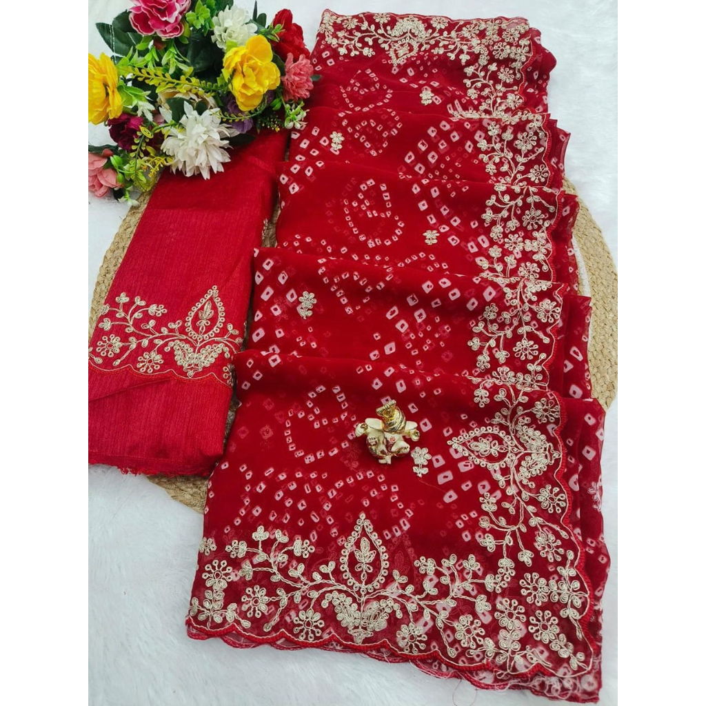 Premium Bandhej Saree UNSTITCHED BLOUSE