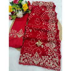 Premium Bandhej Saree UNSTITCHED BLOUSE
