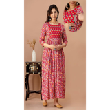 Maternity & Feeding PRINTED COTTON GOWNSTYLE KURTI