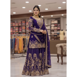 LC- 1458 LAUNCHED KURTI & FLARED SHARARA SET