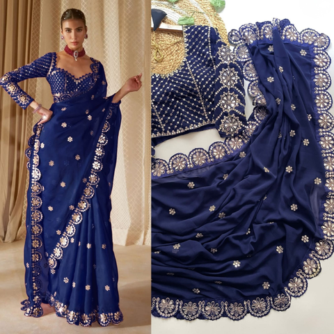 New Launching Bollywood BlockBuster Orignal Mirror Design Saree