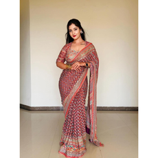 VIRAL MULTICOLOR Mirror Work Sarees- UNSTITCHED BLOUSE