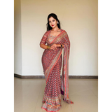 VIRAL MULTICOLOR Mirror Work Sarees- UNSTITCHED BLOUSE