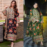 Đěsigner Party Wear Floral Chinon Silk Top Bottom & Dupatta Set