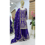 ZD-10091 PREMIUM CHINON SILK SHARARA SUIT