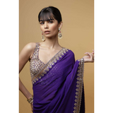Georgette Sarees- Party Wear Sequence Blouse Saree