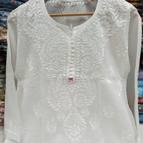 Cotton Chikankari Kurtis
