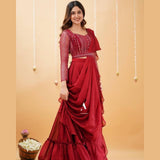 Designer Red Saree Ready To Wear