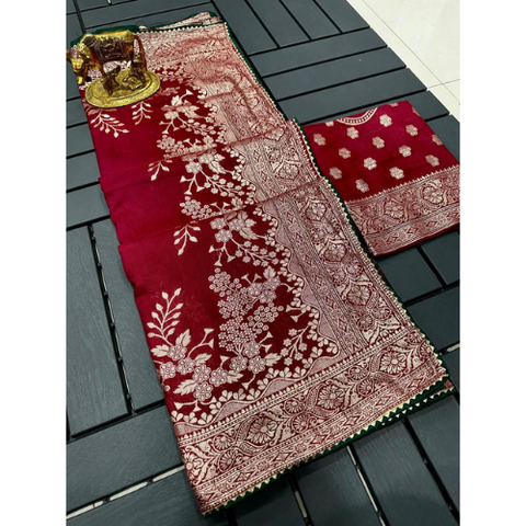 Jacquard style Semi Silk Zari Sarees