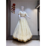NEW HEAVY LAMPI BORDER ROMAN SILK LEHENGA SET