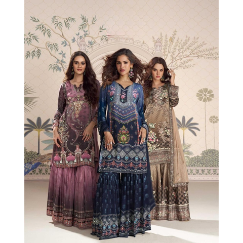 KIRTI-001 PREMIUM CREPE GHARARA SETS.