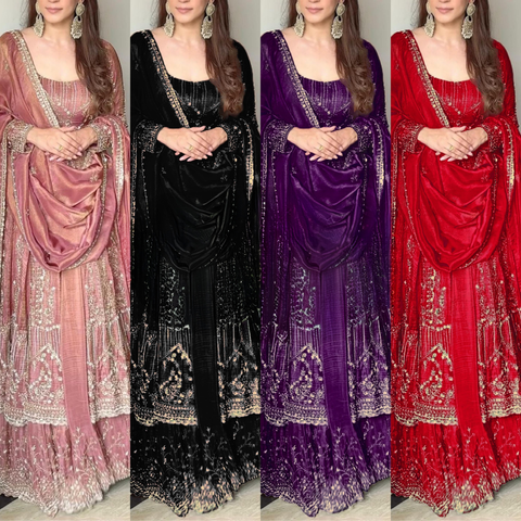 Noor Gold 1227 PARTY WEAR LONG TOP WITH LEHANGA