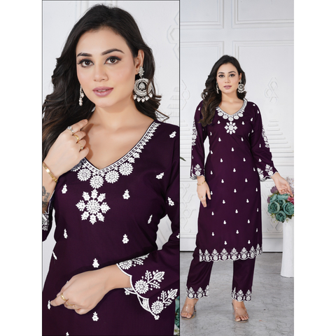 Chikankari Style Rayon Kurti CO-OD Sets