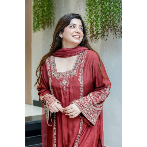 New Designer Collection In German Chinon With Embroidery Work