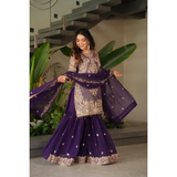 AAYANA-2 Designer Embroidered Top Sharara Palazzo Dupatta Set