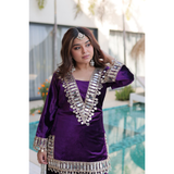 LW-9307 VELVET TOP-PALAZZO CO-OD SET WITH BATWA