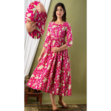 Maternity & Feeding PRINTED COTTON GOWNSTYLE KURTI