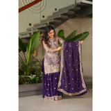 AAYANA-2 Designer Embroidered Top Sharara Palazzo Dupatta Set