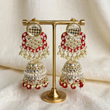 Kundan Jhumka Earrings with Pearl & Bead Tassels