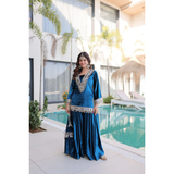 LW-9307 VELVET TOP-PALAZZO CO-OD SET WITH BATWA