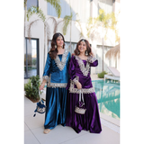 LW-9307 VELVET TOP-PALAZZO CO-OD SET WITH BATWA