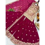 AAYANA-2 Designer Embroidered Top Sharara Palazzo Dupatta Set