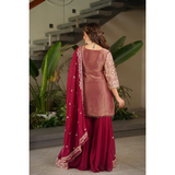 AAYANA-2 Designer Embroidered Top Sharara Palazzo Dupatta Set