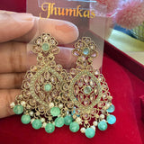 NOOR- Polki Style Earrings with Pearl & Bead Drops