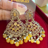 GLMZ01 Antique Gold Chand Bali Kundan Earrings