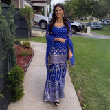 Royal Blue Gharara Sequence Party wear
