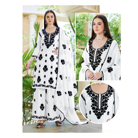 ANEESHA-  CHIKANKARI STYLE Top and Palazzo Set