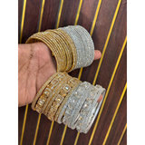 NEW SILVER GOLDEN BANGLES COMBO SET