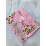 BLOOMING PINK Designer Saree with Stitched Blouse