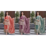 ST-0122 Kids Wear Attractive silk embroidery Kurta Set