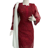 Tone to Tone thread Chikankari Georgette Style Kurti Sets