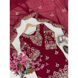 LC- 1458 LAUNCHED KURTI & FLARED SHARARA SET
