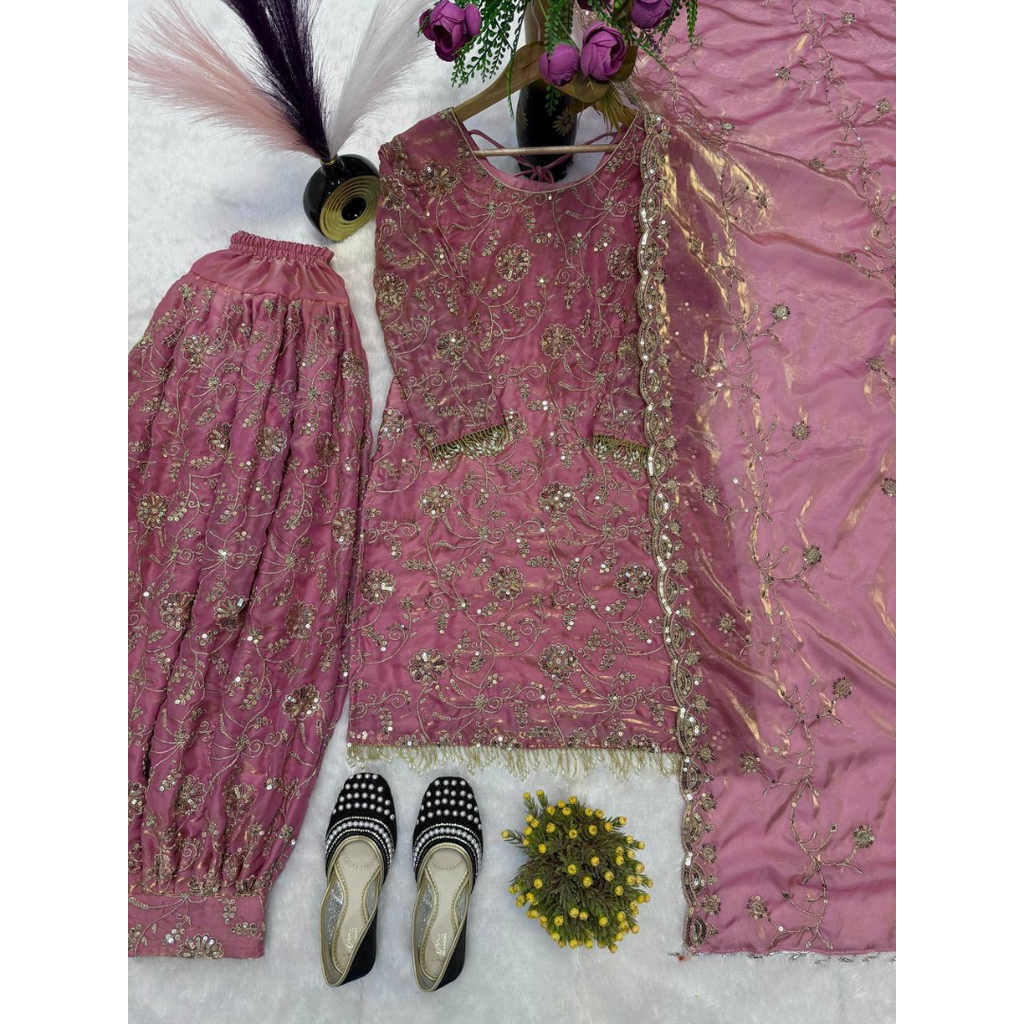 MF-490 Launching New Designer Party Wear Look Top ,Patiala Suit and Dupatta