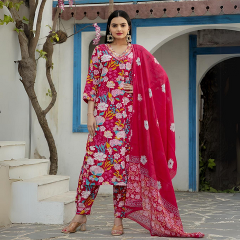 FLORAL Cotton Kurti Set