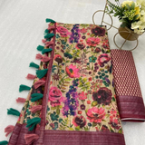 Cotton Linen Designer Saree