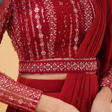 Designer Red Saree Ready To Wear