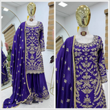 ZD-10091 PREMIUM CHINON SILK SHARARA SUIT