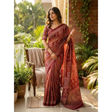 SF- 1117 Semi Gajji Ajrakh Print with Mirror