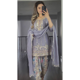 Designer Floral Party Wear Look Top Dhoti Salwar SUIT (NF-1138)