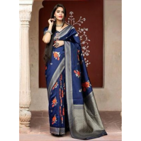 Designer Floral Semi-Silk Sarees